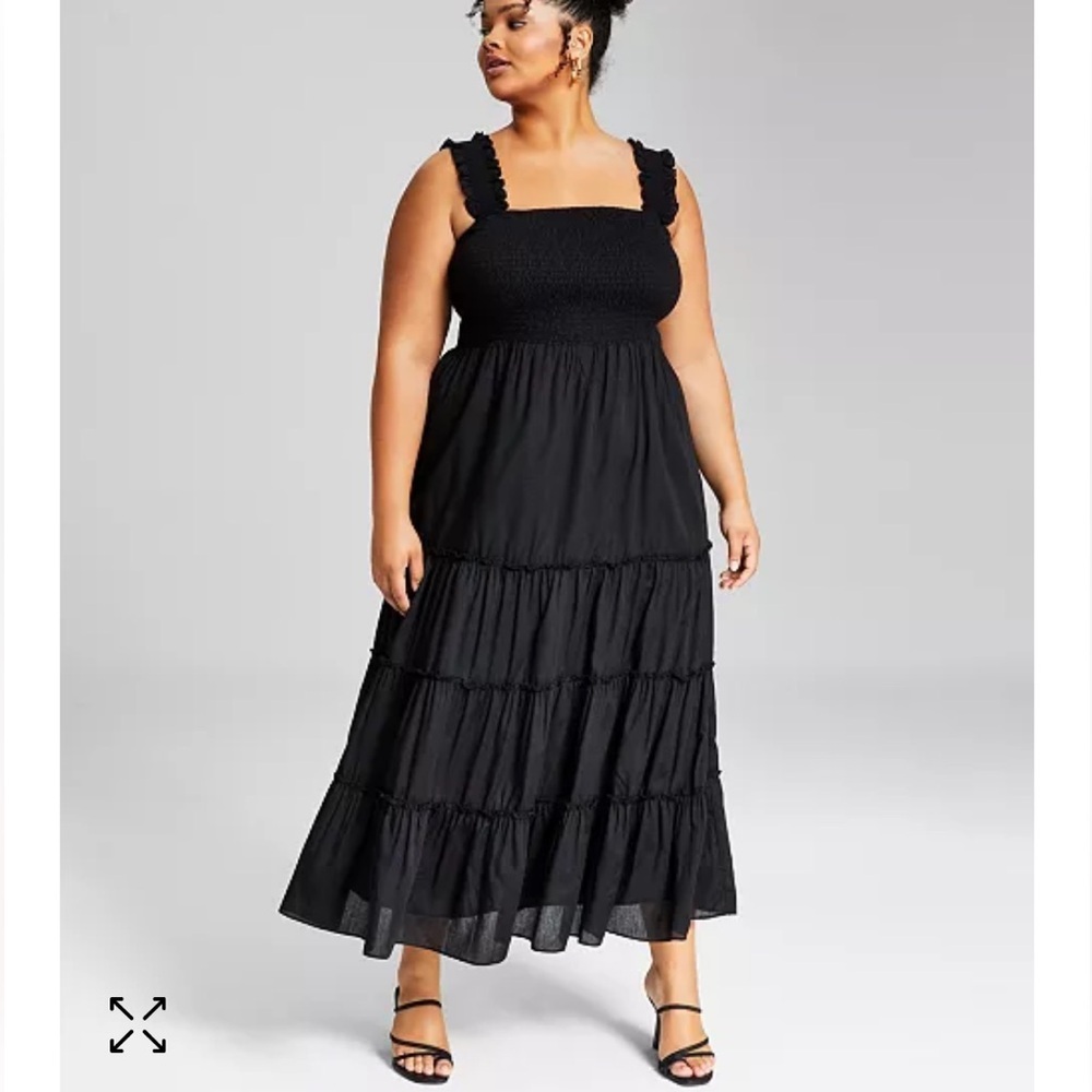 And Now This‎ Trendy Plus Size Smocked Ruffle Maxi Dress